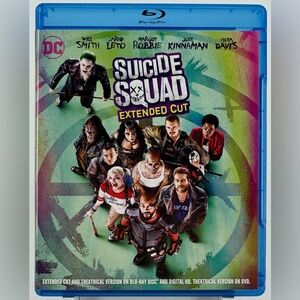 Suicide Squad Extended Cut and Theatrical Versions on Blu-ray.